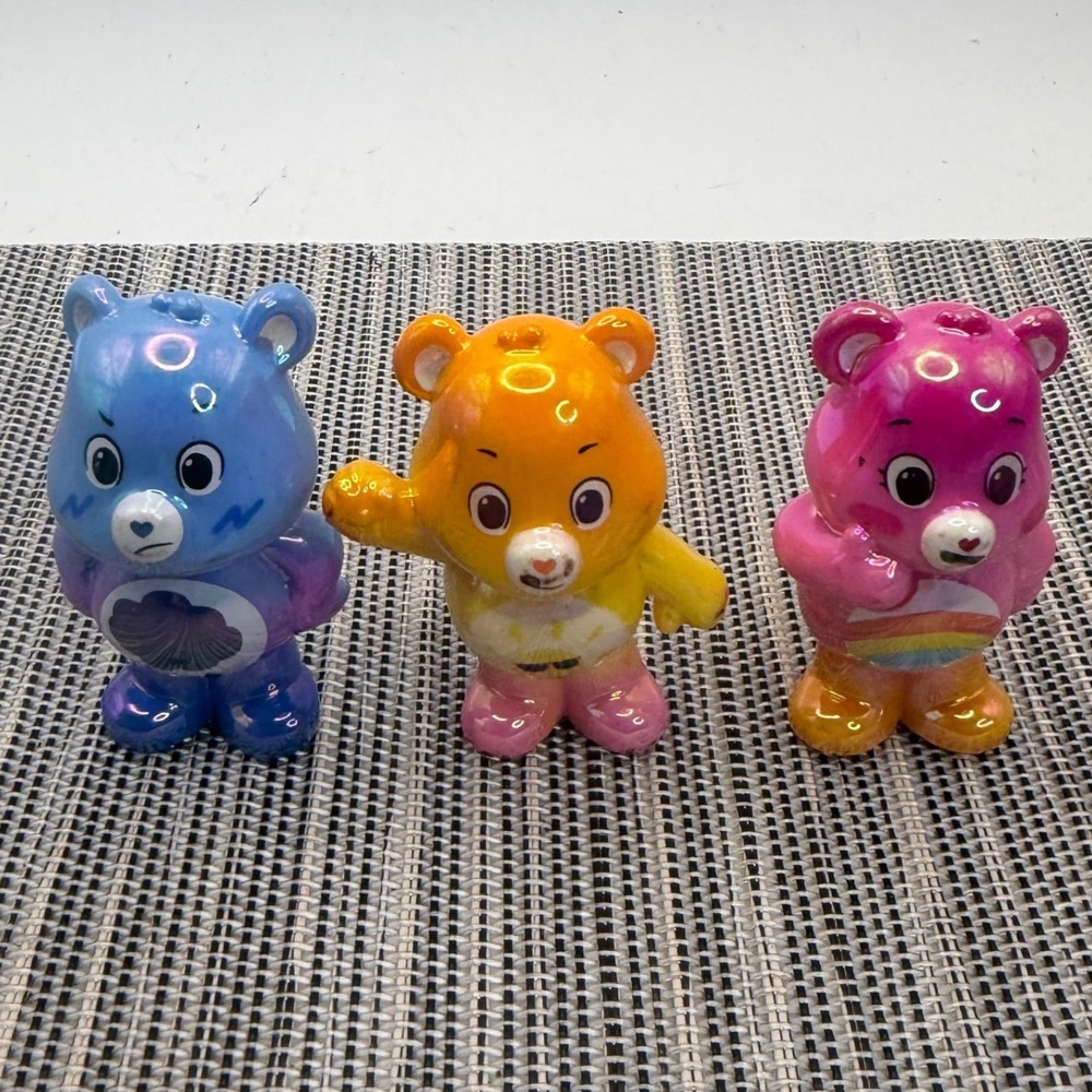 Care Bears Mini Figures Lot of 3 Iridescent PVC Grumpy Cheer Funshine Bear 2.25"